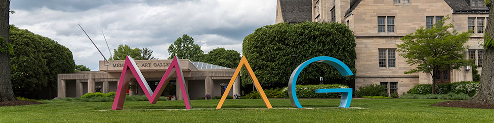MAG sign on the lawn in front of the Memorial Art Gallery